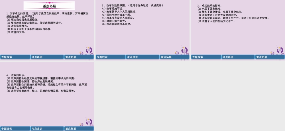 中考历史总复习 第二编 热点专题速查篇 专题6 世界近现代的重要改革与制度创新(精讲)课件