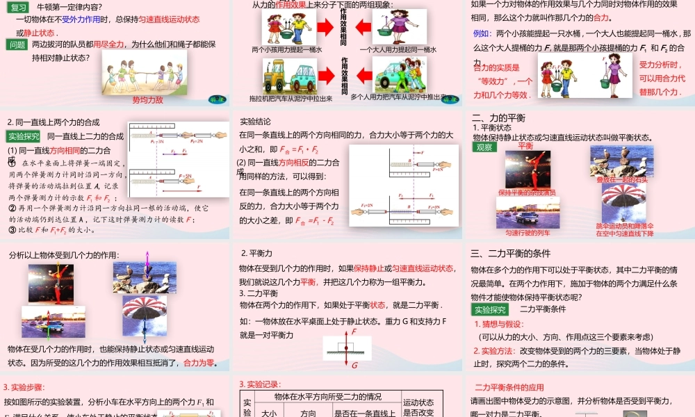 八年级物理下册 8.2 力的平衡课件 (新版)教科版 课件