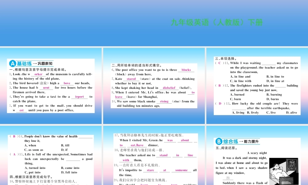 九年级英语全册 Unit 12 Life is full of the unexpected(第2课时)习题课件 (新版)人教新目标版 课件