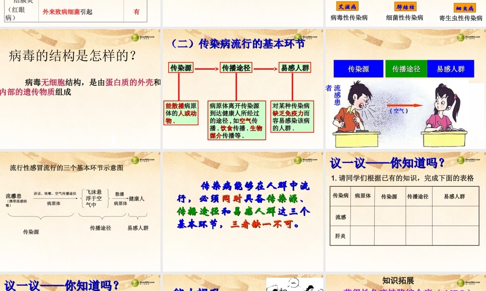 八年级生物下册 第五章 传染病及其预防改配套课件 鲁科版 课件