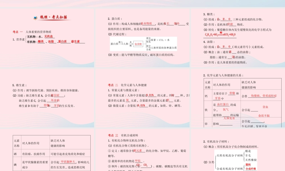 中考化学全程复习 第十二单元 化学与生活课件 新人教版 课件