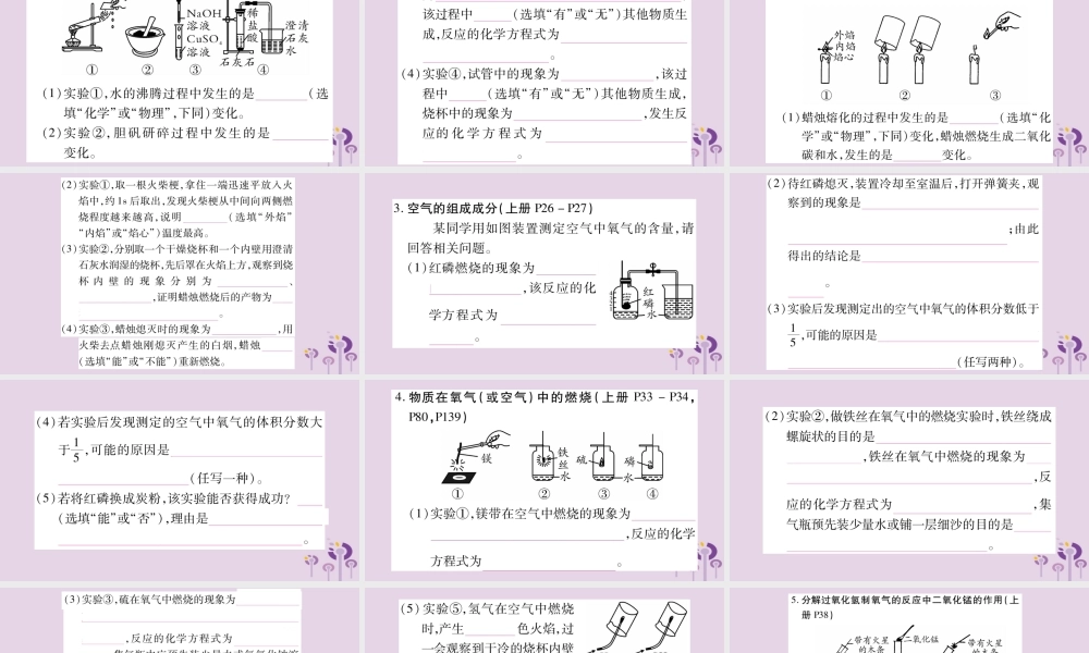 中考化学复习 第二部分 重难题型专题突破 专题八 常考教材基础实验(精讲)课件