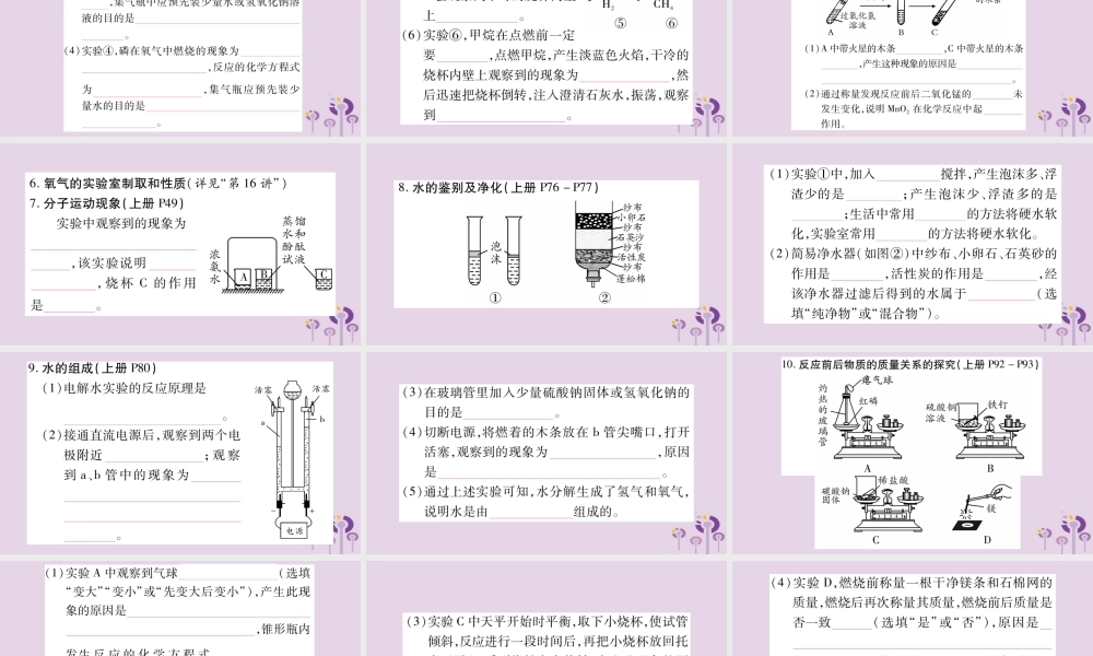 中考化学复习 第二部分 重难题型专题突破 专题八 常考教材基础实验(精讲)课件
