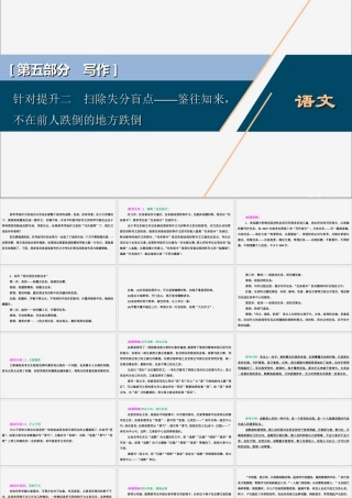 新高考语文二轮复习第五部分写作专题九针对提升二扫除失分盲点__鉴往知来不在前人跌倒的地方跌倒课件