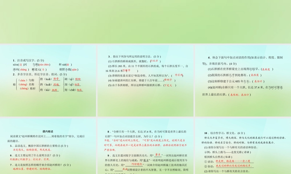 八年级语文上册 第三单元 11.中国石拱桥习题课件 新人教版 课件