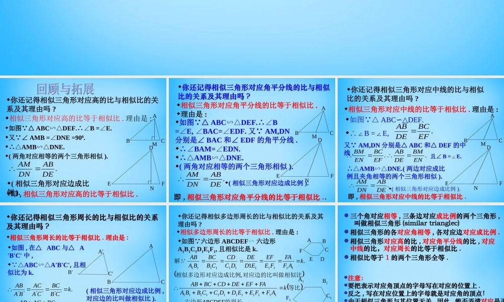 九年级数学下册 272(相似三角形)相似多边形的性质课件 新人教版 课件