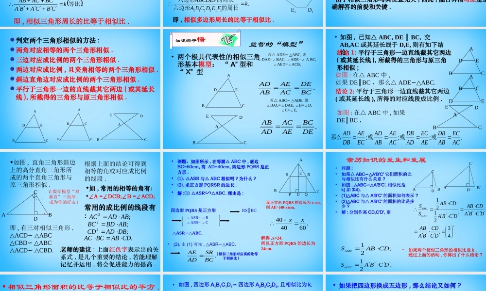 九年级数学下册 272(相似三角形)相似多边形的性质课件 新人教版 课件