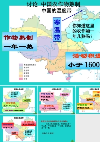 八年级地理上册 第二章 第三节 气候与人类活动 讨论 中国农作物熟制课件 中图版 课件
