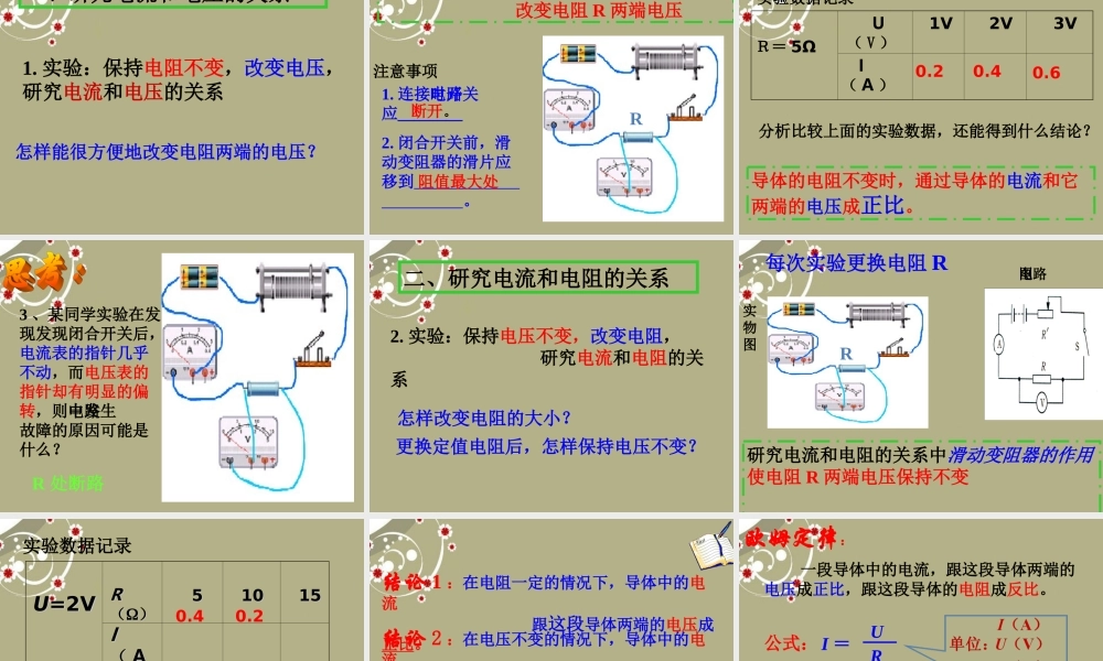 八年级科学上册(4-7电流、电压和电阻的关系)课件 浙教版 课件