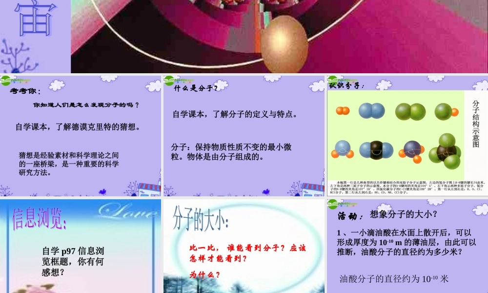 八年级物理下册 认识分子(件1 沪粤版 课件