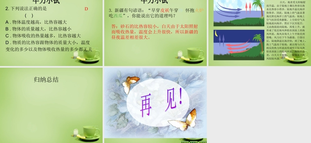 九年级物理全册 第十章 第三节 探究—物质的比热容课件2 (新版)北师大版 课件