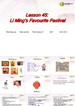 中学七年级英语下册 Lesson 45 Li Ming s Favourite Festival课件 冀教版 课件