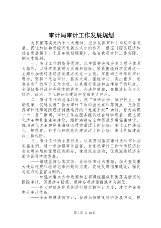 审计局审计工作发展规划