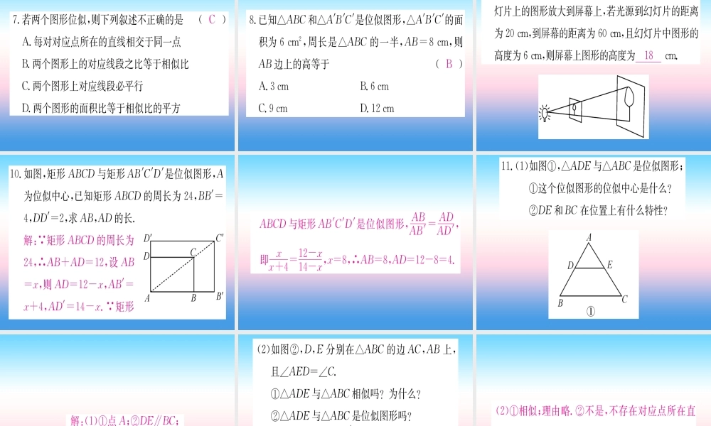 九年级数学下册 第27章 相似 273 位似 第1课时 位似图形的概念和画法课堂导练课件(含中考真题)(新版)新人教版 课件