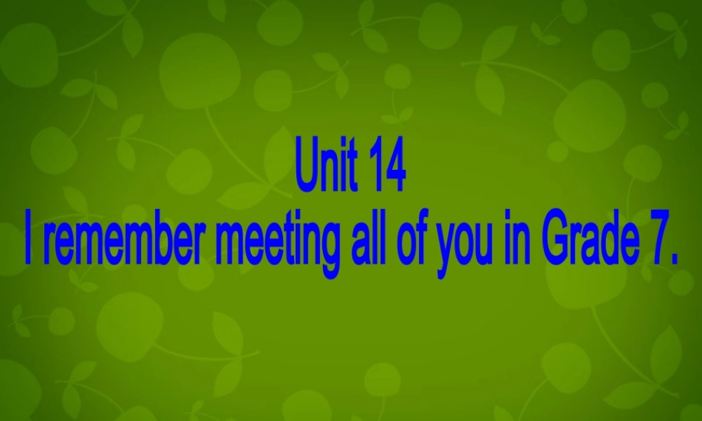 九年级英语全册 Unit 14 I remember meeting all of you in Grade 7 Section A 2课件 (新版)人教新目标版 课件