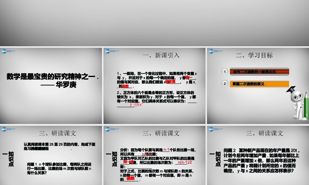 广东省怀集县九年级数学上册 22.1.1 二次函数课件 (新版)新人教版 课件