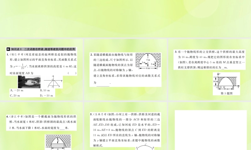 九年级数学上册 第二十二章 二次函数 223 实际问题与二次函数 第3课时 实物抛物线课件 (新版)新人教版 课件
