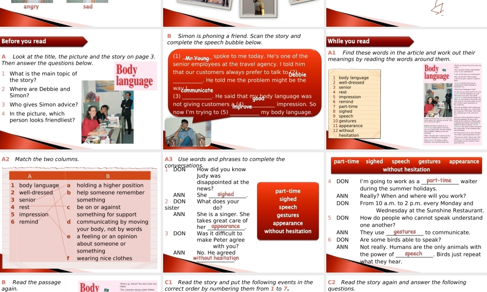 九年级英语上：Unit 1 Body language Reading课件上海牛津版 课件