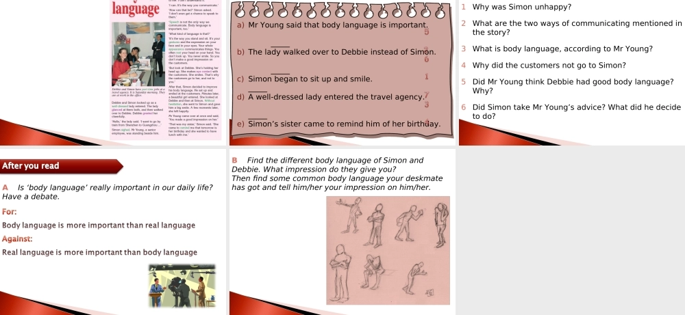 九年级英语上：Unit 1 Body language Reading课件上海牛津版 课件