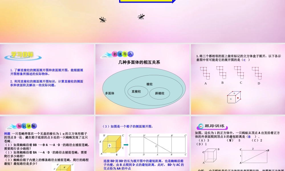 九年级数学下册 72 直棱柱的侧面展开图(第2课时)课件 (新版)青岛版 课件