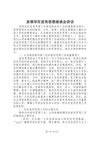 县领导在宣传思想座谈会讲话