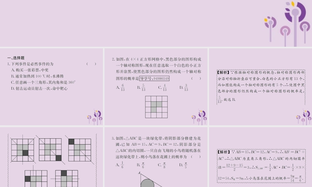 中考数学复习 第31课时 概率(课后作业)课件