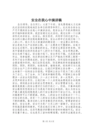安全在我心中演讲稿_2