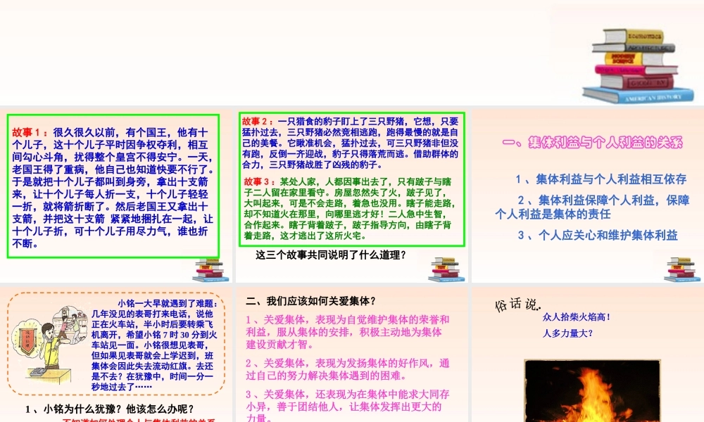 九年级政治 第二课第二节(承担关爱集体的责任)课件 人教新课标版 课件