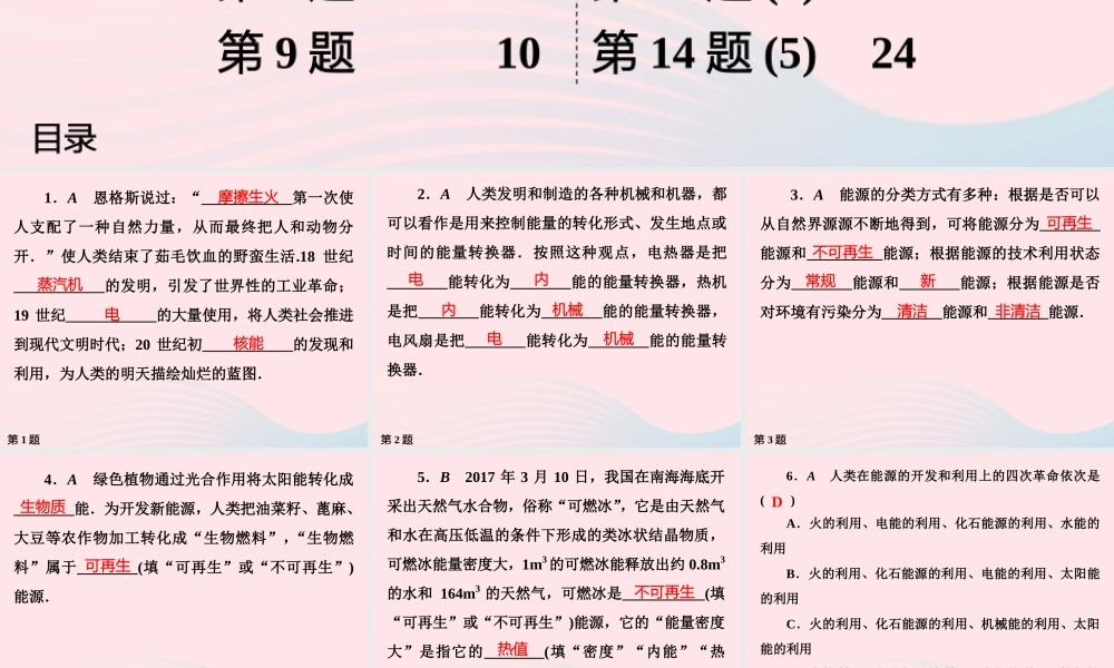 九年级物理下册 第18章 能源与可持续发展作业26课件 苏科版 课件