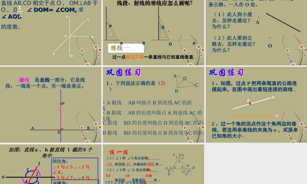 中学七年级数学下册 第五章相交线与平行线 复习课件 新人教版 课件