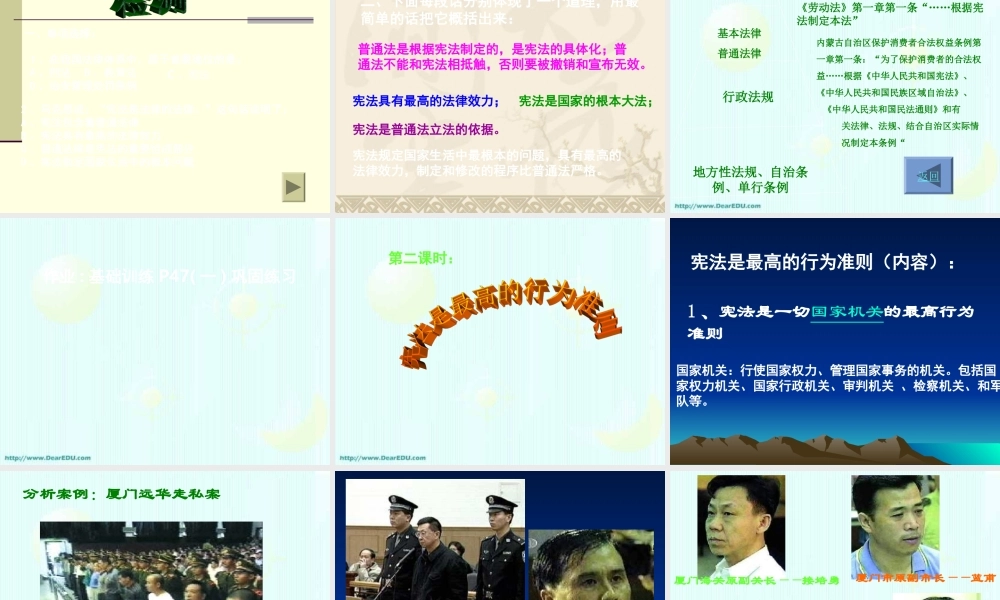 新课标 人教版初三政治宪法是国家的根本大法学 课件