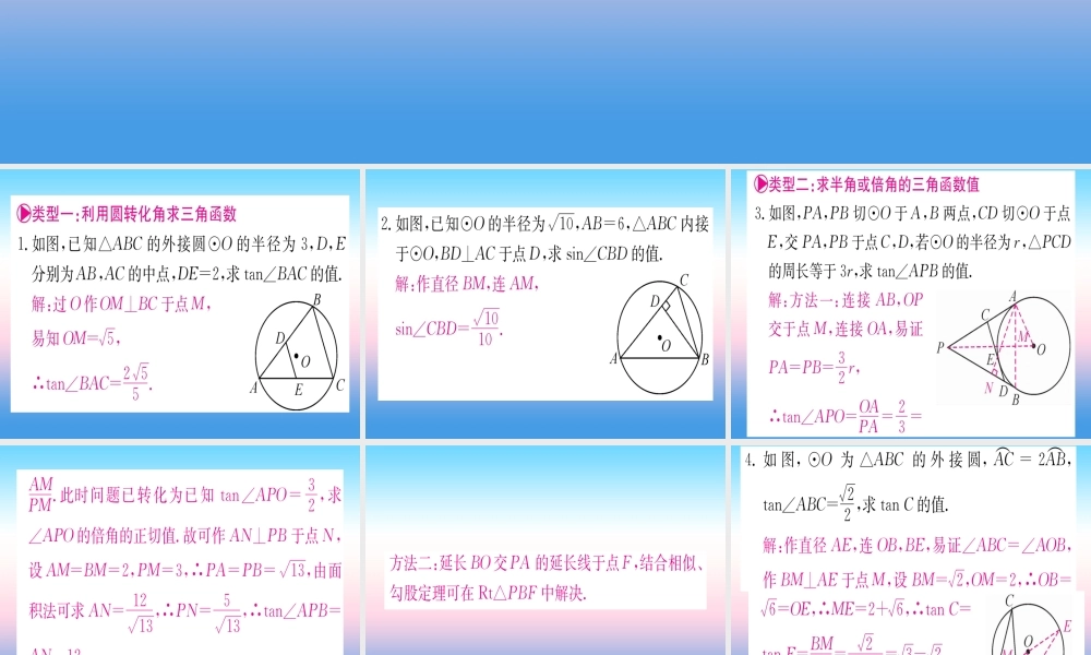 九年级数学下册 第28章 锐角三角函数 专题5 锐角三角形函数与圆的综合课堂导练课件(含中考真题)(新版)新人教版 课件