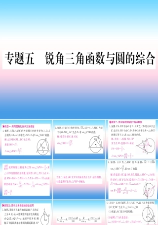 九年级数学下册 第28章 锐角三角函数 专题5 锐角三角形函数与圆的综合课堂导练课件(含中考真题)(新版)新人教版 课件