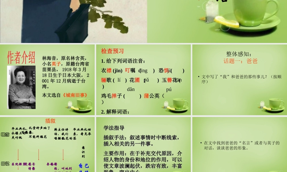 中学七年级语文下册 1.2(爸爸的花儿落了)课件 (新版)新人教版 课件