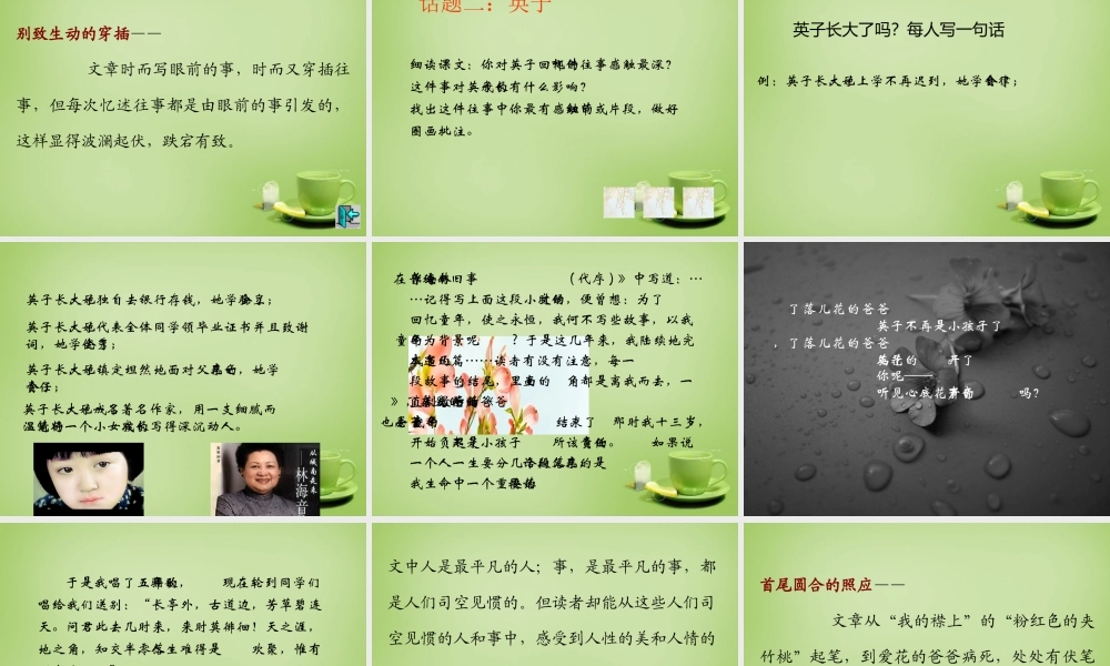中学七年级语文下册 1.2(爸爸的花儿落了)课件 (新版)新人教版 课件
