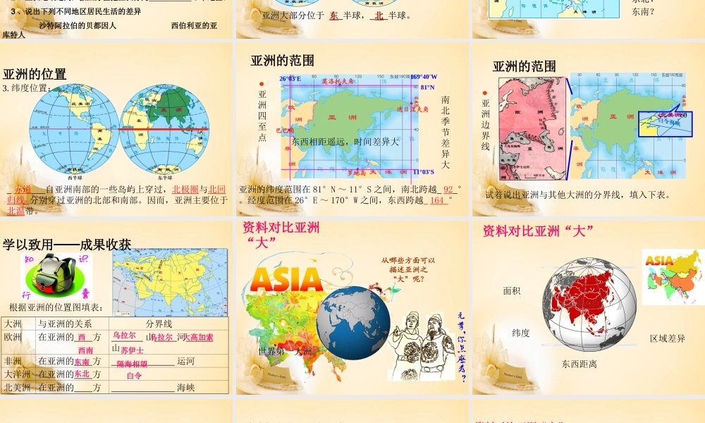 中学七年级地理下册 第6章 第1节(位置和范围)课件 (新版)新人教版 课件