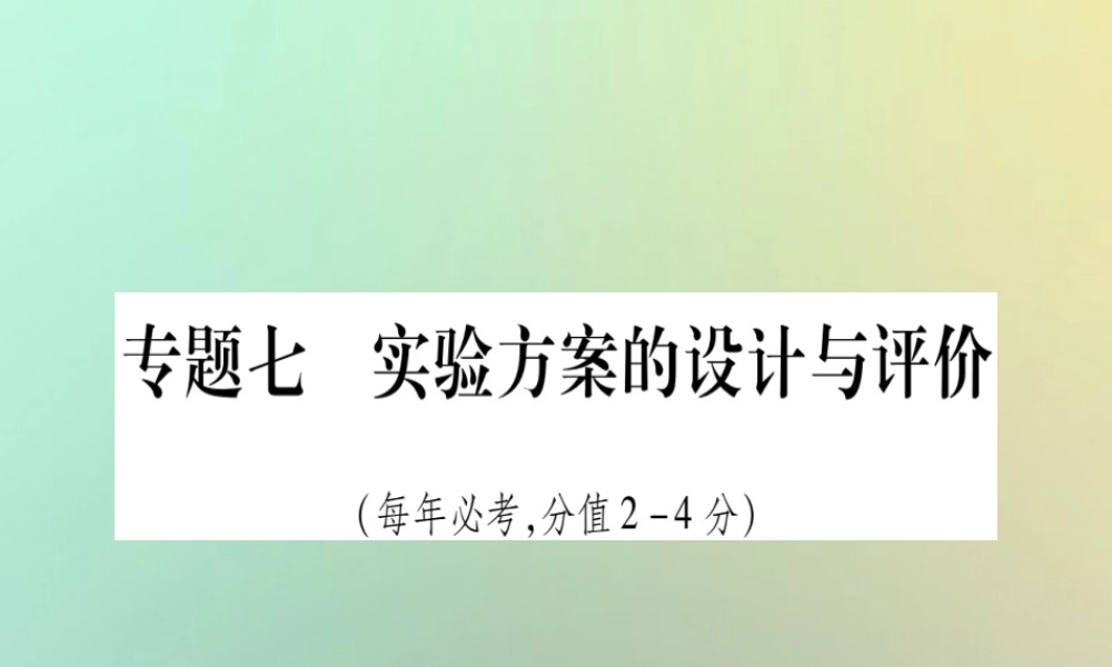 中考化学准点备考复习 第二部分 题型专题突破 专题7 实验方案的设计与评价课件 新人教版 课件