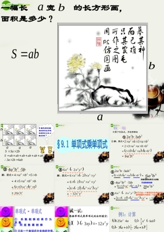 七年级数学下册 9.1单项式乘单项式课件 苏科版 课件
