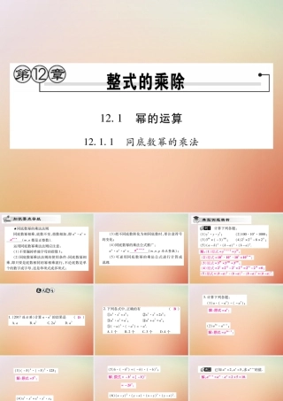 八年级数学上册 第12章 整式的乘除 12.1 幂的运算 12.1.1 同底数幂的乘法课时检测课件 (新版)华东师大版 课件