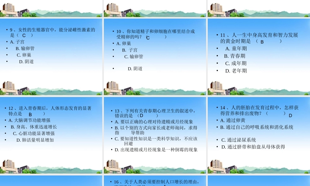 七年级生物下册 第一节人的生殖复习课件 人教新课标版 课件
