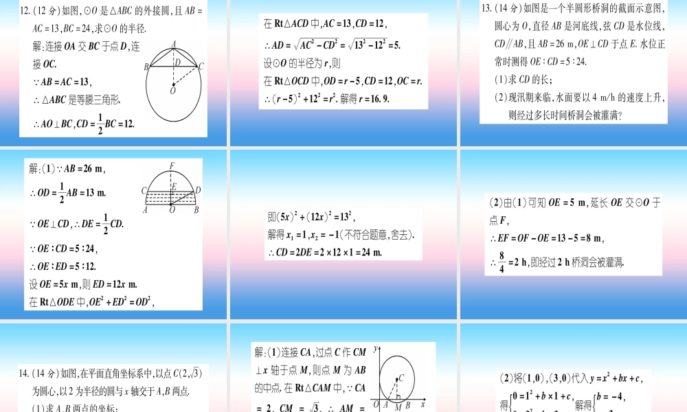 九年级数学下册 寒假作业(八)圆的基本性质作业课件 (新版)湘教版 课件