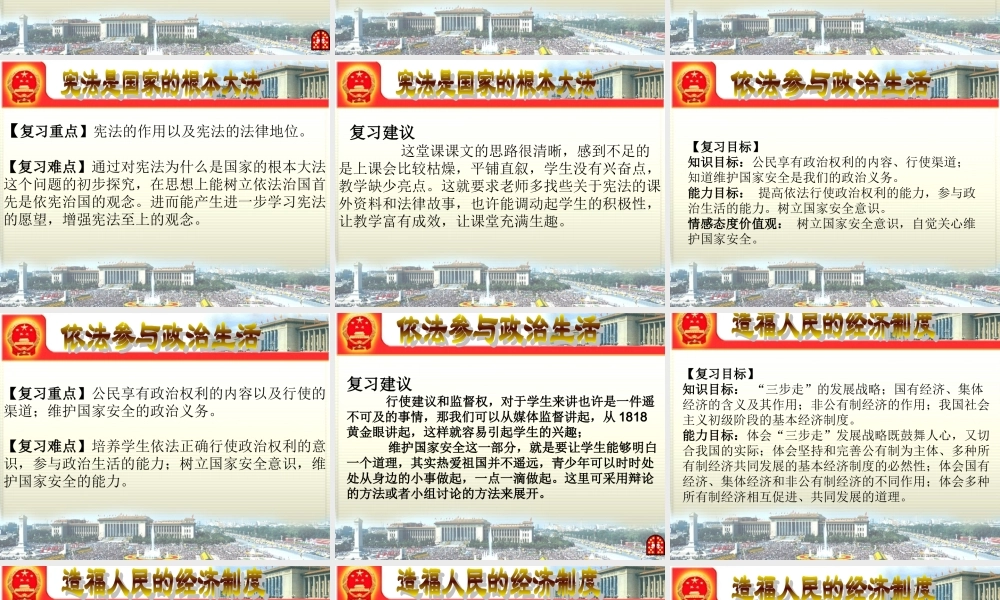 九年级政治 第三单元(融入社会 肩负使命)复习课件 人教新课标版 课件