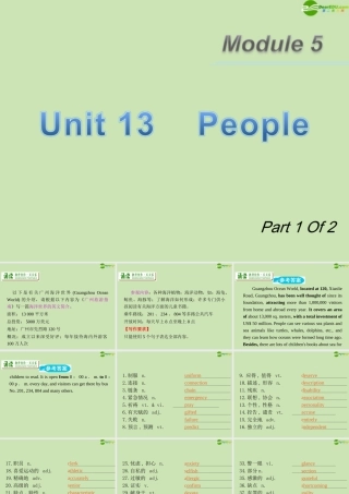 广东省高三英语第一轮总复习 Module5 Unit13 People(1)课件 北师大版 新课标 课件