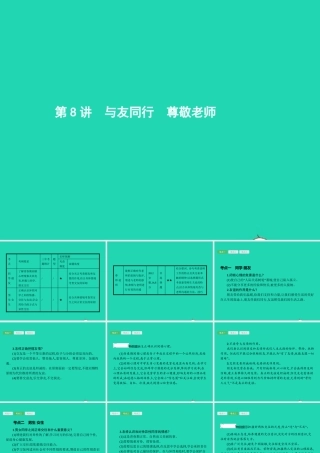 中考政治 第一编 基础篇 第二部分 我与他人和集体 第8讲 与友同行 尊敬老师课件
