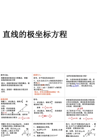 数学人教选修4-4(A)直线的极坐标方程 ppt 课件