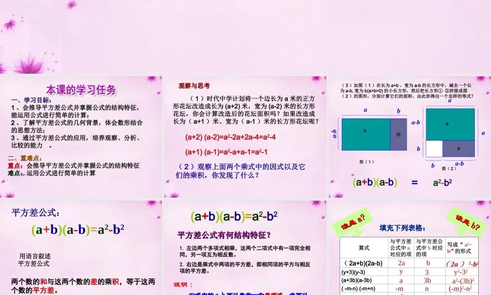 七年级数学下册 12.1平方差公式课件2 (新版)青岛版 课件