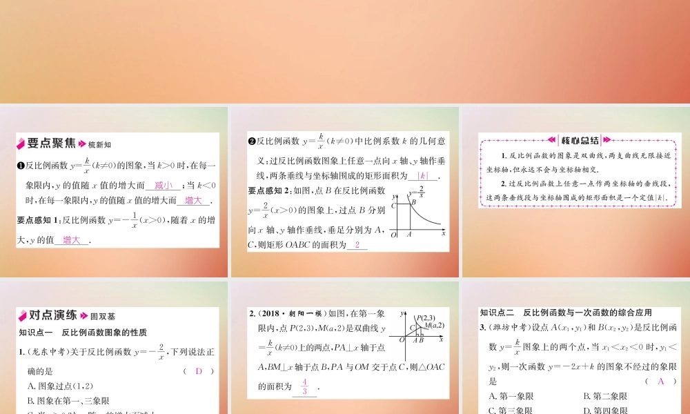 九年级数学上册 第6章 反比例函数 62 反比例函数的图象与性质(2)作业课件 (新版)北师大版 课件