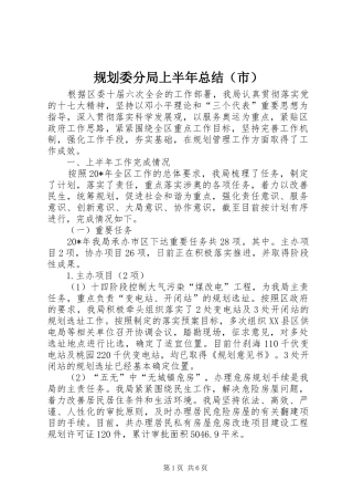 规划委分局上半年总结（市）