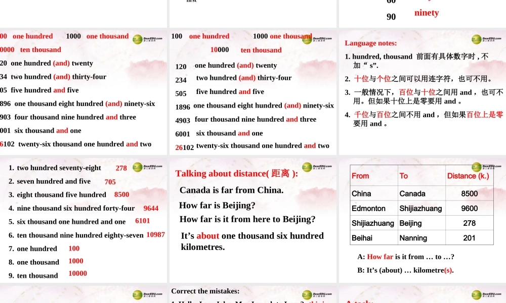 中学七年级英语下册 Lesson 3 How Far Is Beijing？课件 冀教版 课件
