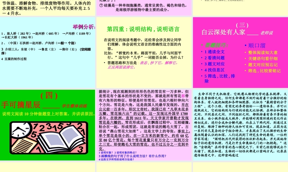 新课标中考语文说明文阅读复习说明文阅读技巧及其训练 试题